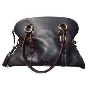 Dooney‎ & Bourke Florentine Domed Buckle Satchel Navy Blue Leather Handbag Purse